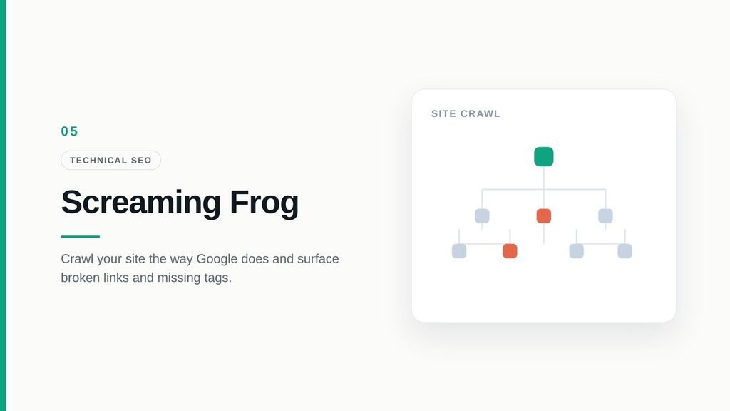 Screaming Frog site crawl highlighting technical SEO errors