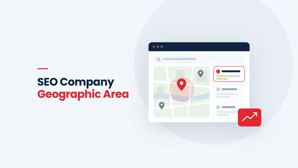 SEO company geographic area – local search map showing a targeted service area and top-ranked business listing