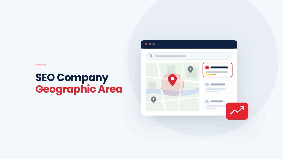 SEO company geographic area – local search map showing a targeted service area and top-ranked business listing